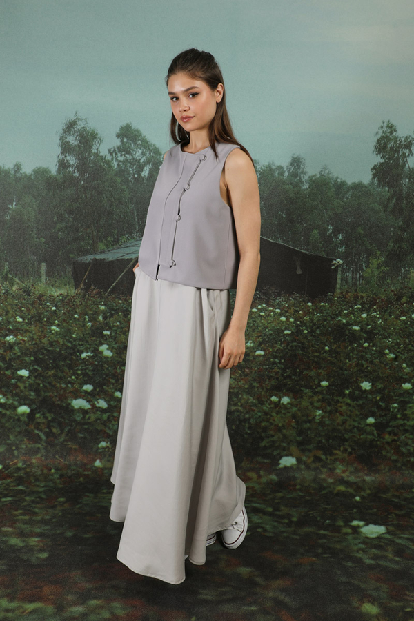 Tensel Kloş Etek Açık Gri - 8