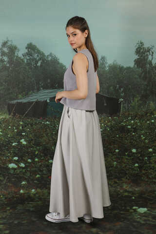 Tensel Kloş Etek Açık Gri - 9