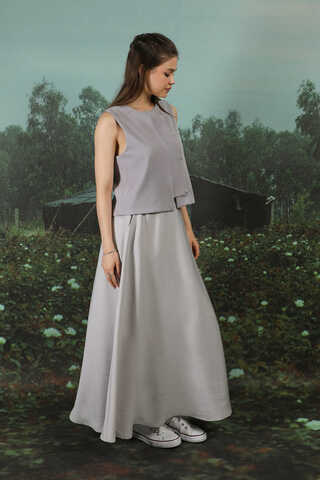 Tensel Kloş Etek Açık Gri - 6