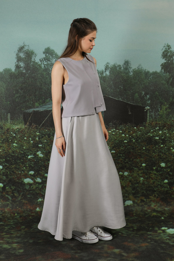 Tensel Kloş Etek Açık Gri - 6