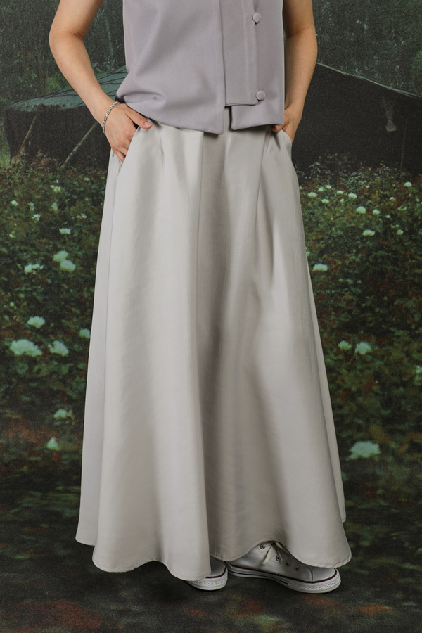 Tensel Kloş Etek Açık Gri - 3