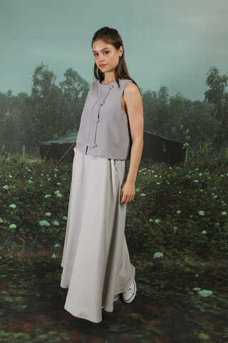 Tensel Kloş Etek Açık Gri - 8