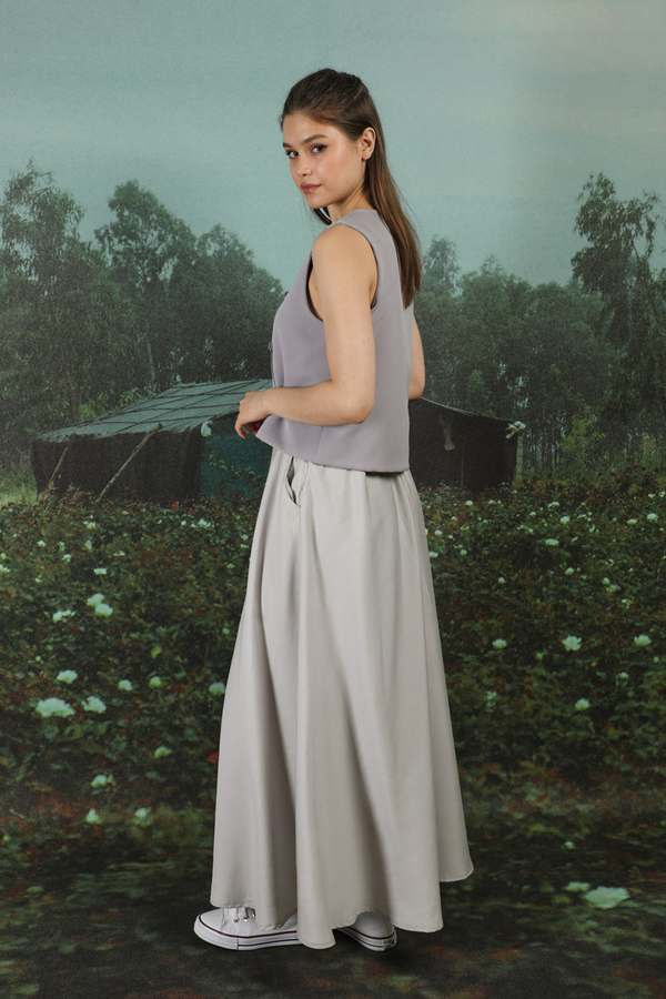 Tensel Kloş Etek Açık Gri - 9