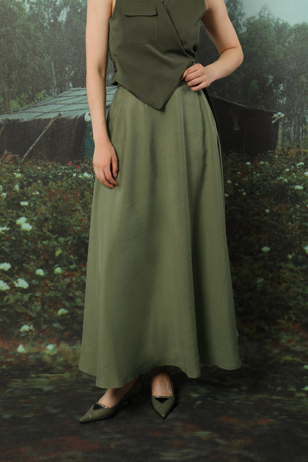 Tensel Kloş Etek Haki - 1