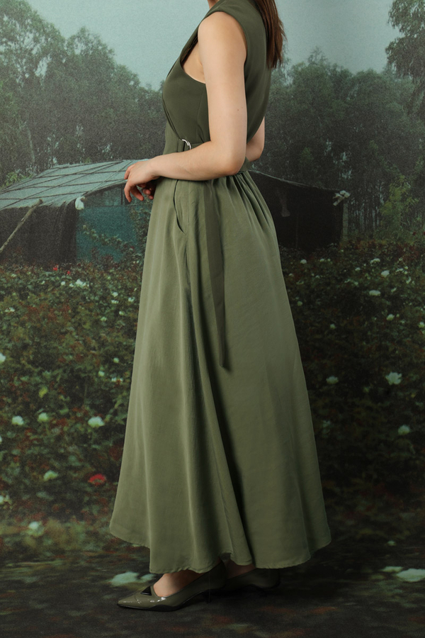 Tensel Kloş Etek Haki - 5