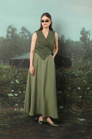 Tensel Kloş Etek Haki - 2