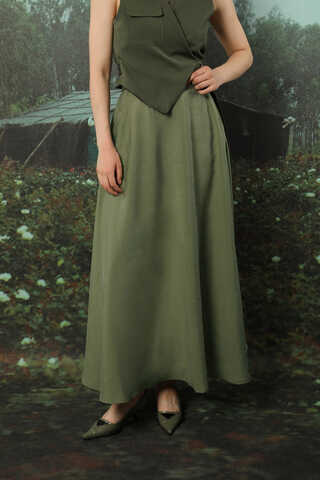 Tensel Kloş Etek Haki - 1