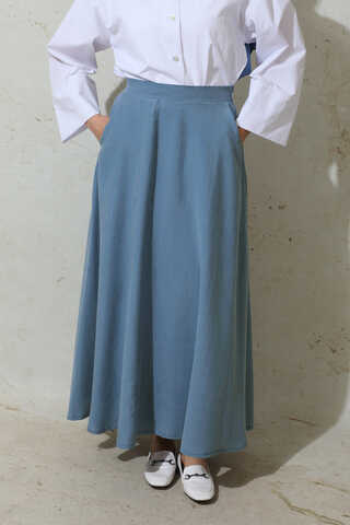 Tensel Kloş Etek İndigo - 1