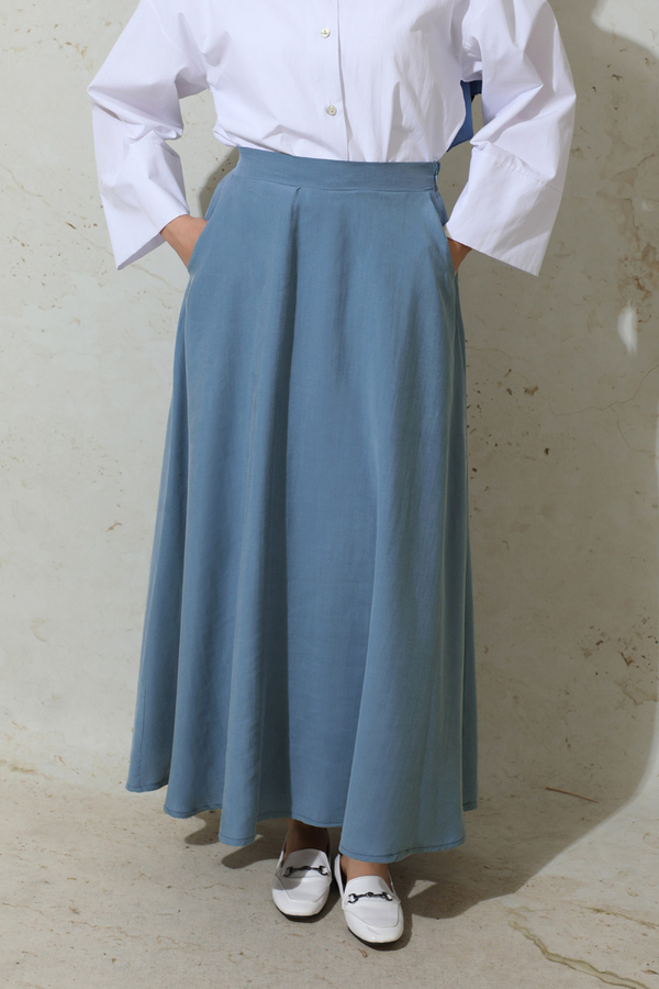 Tensel Kloş Etek İndigo - 1