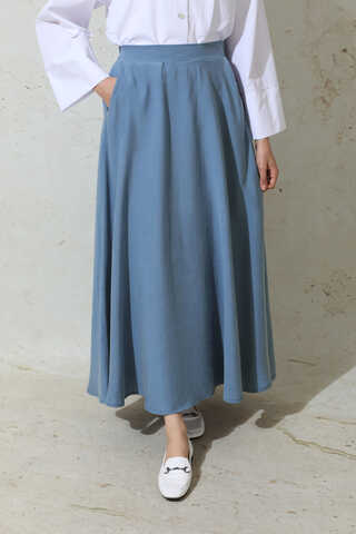 Tensel Kloş Etek İndigo - 3