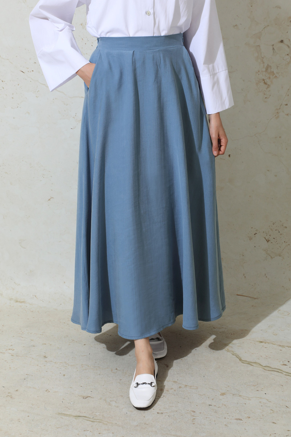 Tensel Kloş Etek İndigo - 3