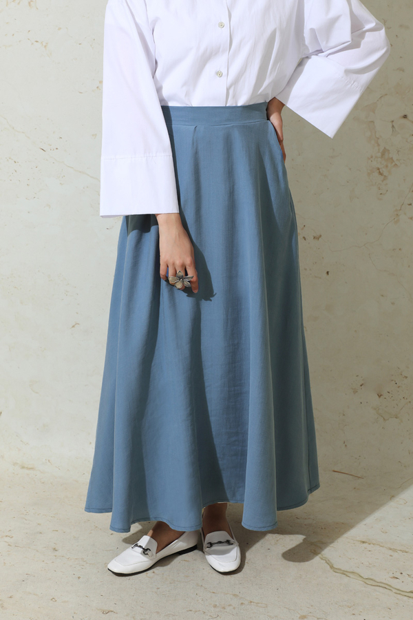 Tensel Kloş Etek İndigo - 5