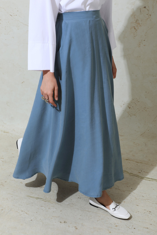 Tensel Kloş Etek İndigo - 4