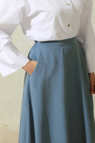 Tensel Kloş Etek İndigo - 2