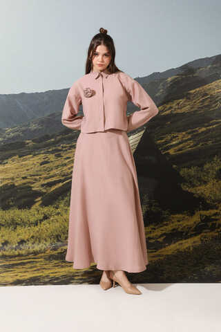 Tensel Kloş Etek Pudra Pembesi - 1