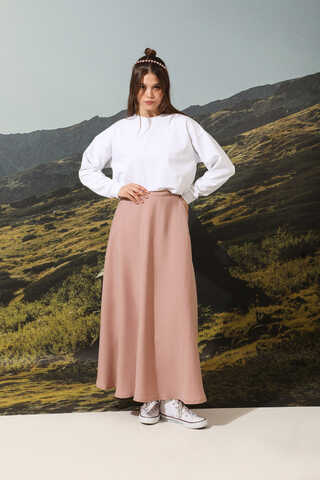 Tensel Kloş Etek Pudra Pembesi - 2