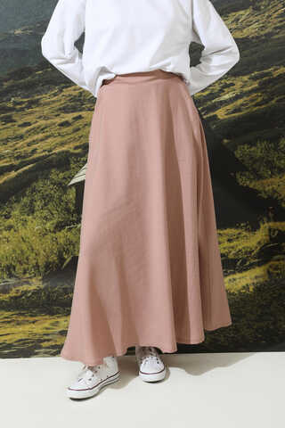 Tensel Kloş Etek Pudra Pembesi - 4
