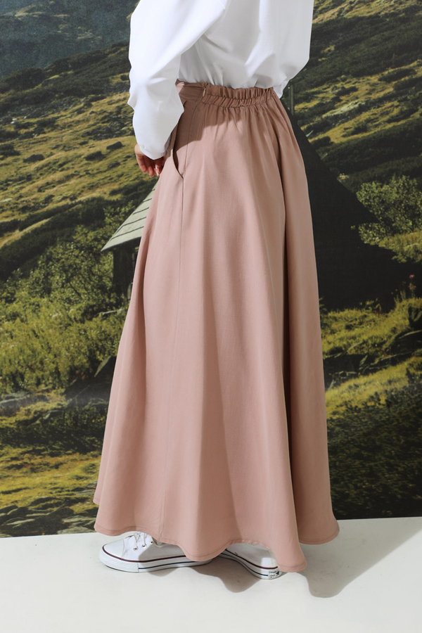 Tensel Kloş Etek Pudra Pembesi - 5