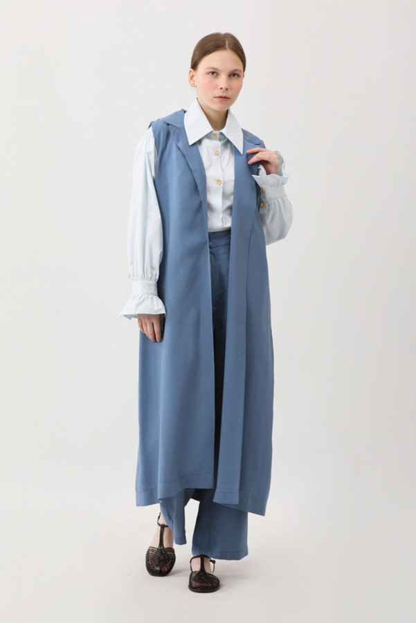 Tensel Yelekli Pantolon Takım İndigo - 3