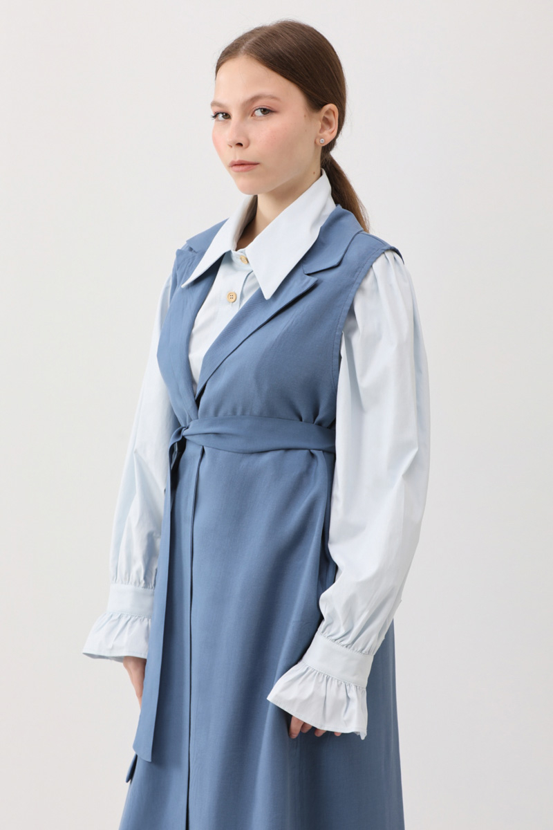 Tensel Yelekli Pantolon Takım İndigo