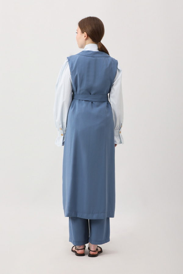 Tensel Yelekli Pantolon Takım İndigo - 9