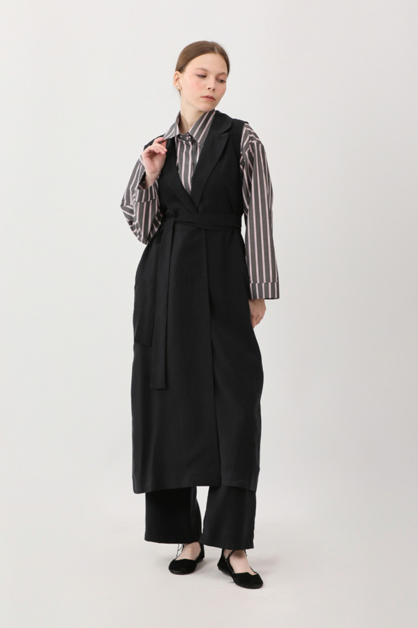 Tensel Yelekli Pantolon Takım Siyah - 1