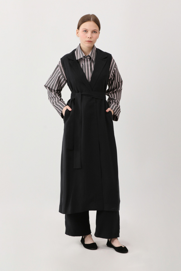 Tensel Yelekli Pantolon Takım Siyah - 4