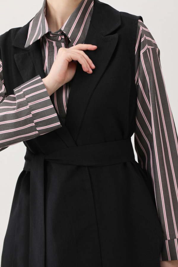 Tensel Yelekli Pantolon Takım Siyah - 15