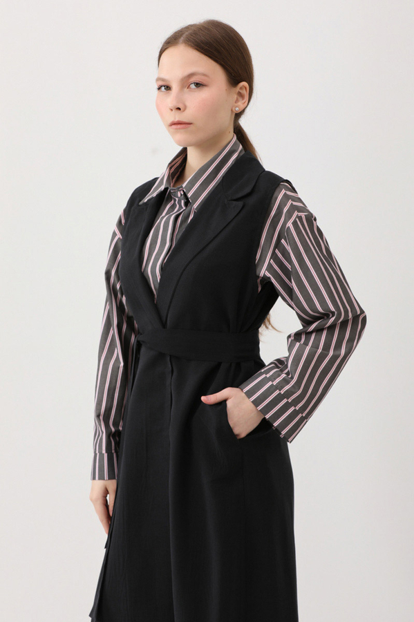 Tensel Yelekli Pantolon Takım Siyah - 16