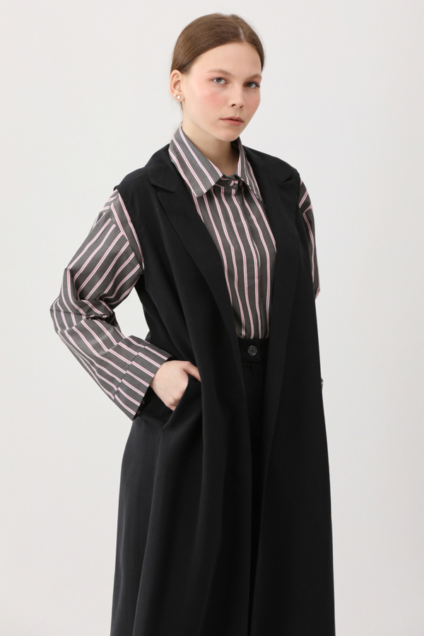 Tensel Yelekli Pantolon Takım Siyah - 3