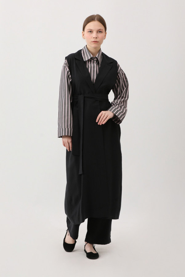 Tensel Yelekli Pantolon Takım Siyah - 11