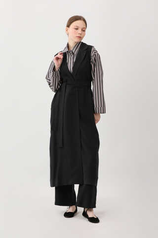 Tensel Yelekli Pantolon Takım Siyah - 1