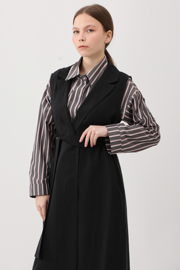 Tensel Yelekli Pantolon Takım Siyah - 14