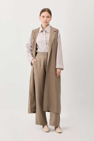 Tensel Yelekli Pantolon Takım Vizon - 3