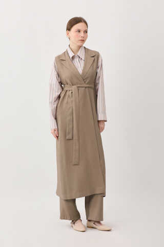 Tensel Yelekli Pantolon Takım Vizon - 7