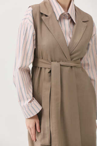 Tensel Yelekli Pantolon Takım Vizon - 9