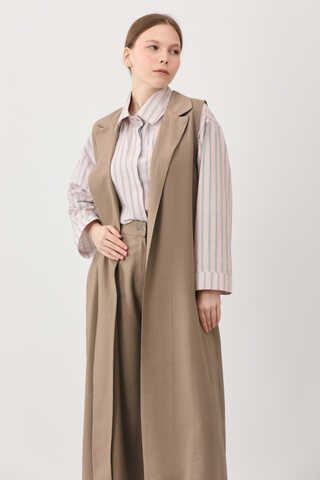 Tensel Yelekli Pantolon Takım Vizon - 1