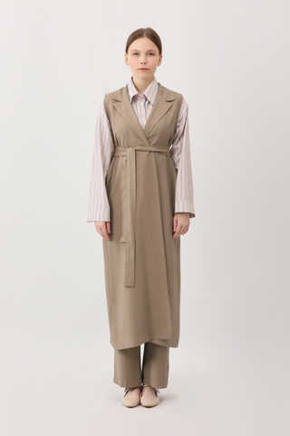 Tensel Yelekli Pantolon Takım Vizon - 4