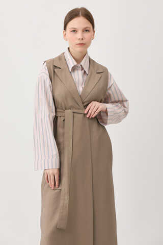 Tensel Yelekli Pantolon Takım Vizon - 8