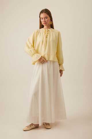 Textured Stripe Blouse Butter Yellow - 6