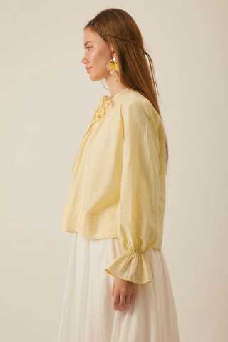 Textured Stripe Blouse Butter Yellow - 8