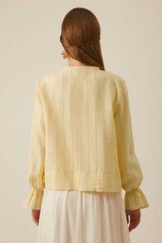 Textured Stripe Blouse Butter Yellow - 10
