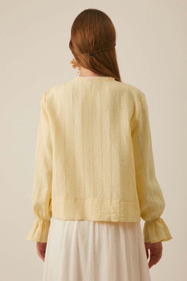 Textured Stripe Blouse Butter Yellow - 10