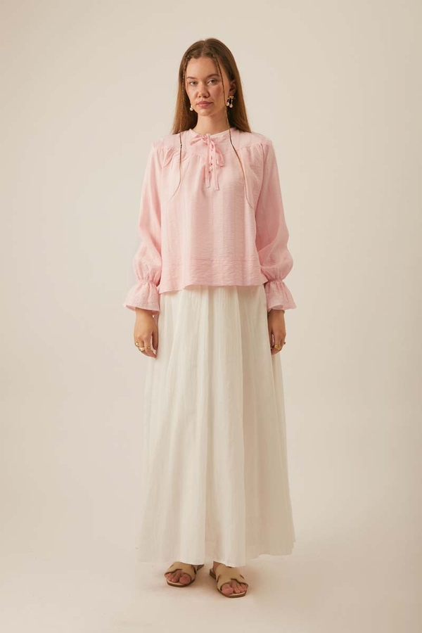 Textured Stripe Blouse Powder Pink - 13