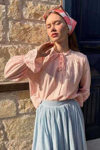 Textured Stripe Blouse Powder Pink - 5