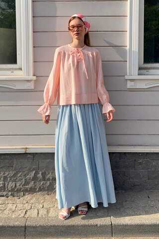 Textured Stripe Blouse Powder Pink - 10