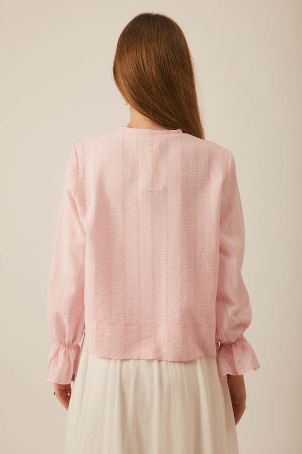 Textured Stripe Blouse Powder Pink - 15