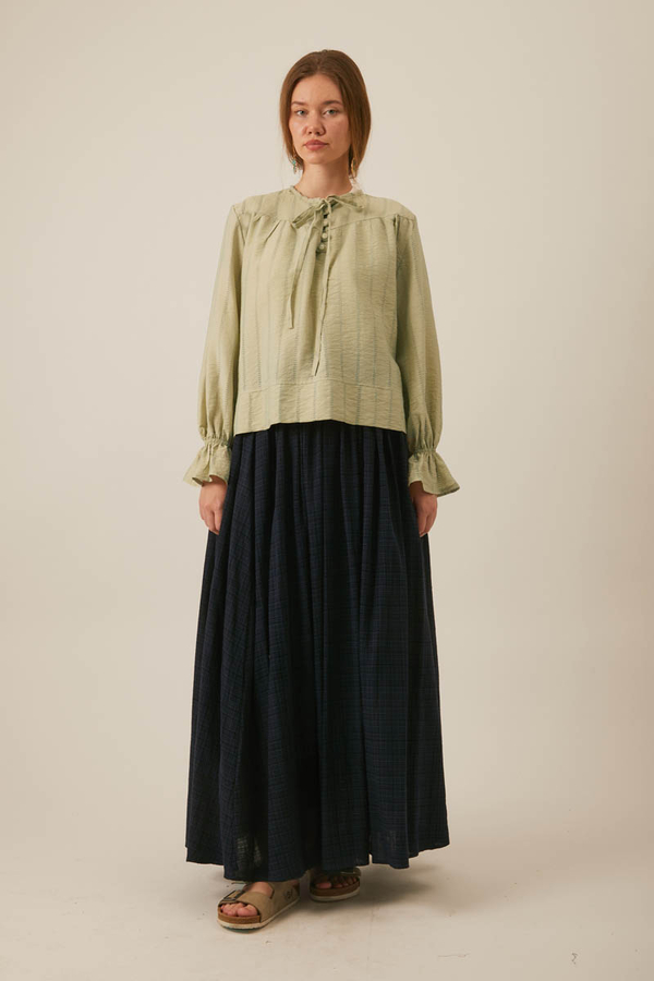 Textured Stripe Blouse Soft Green - 2