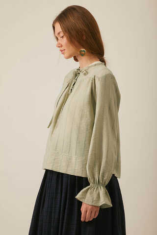 Textured Stripe Blouse Soft Green - 4
