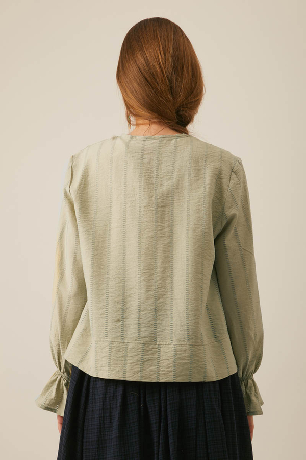 Textured Stripe Blouse Soft Green - 5